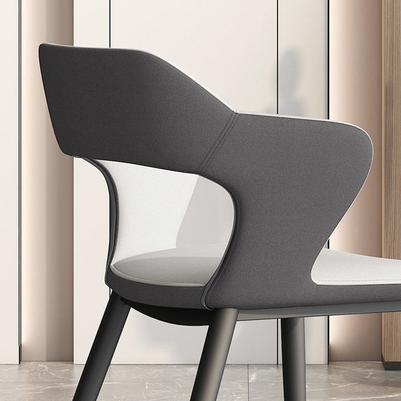 Metal Contemporary Dining Chair with Arms Matte Finish Open Back Dining Side Chair