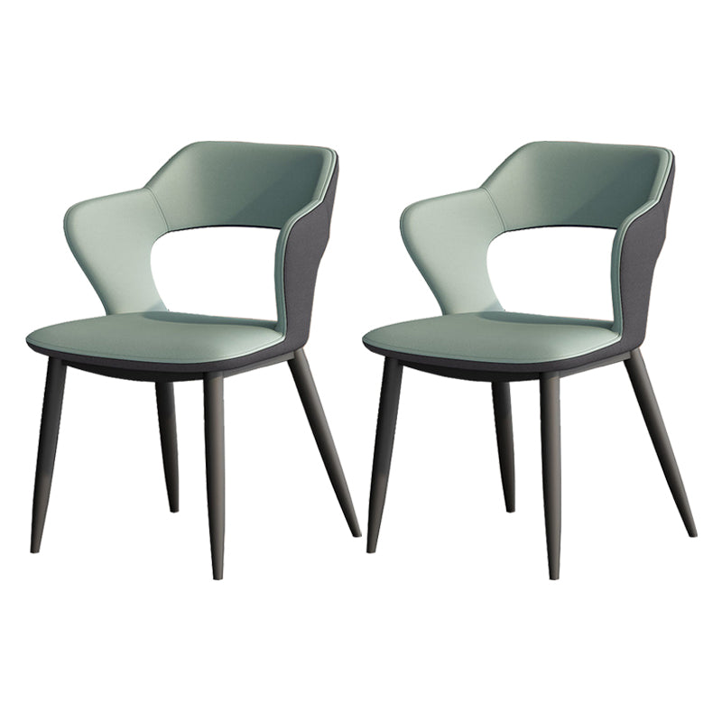 Metal Contemporary Dining Chair with Arms Matte Finish Open Back Dining Side Chair