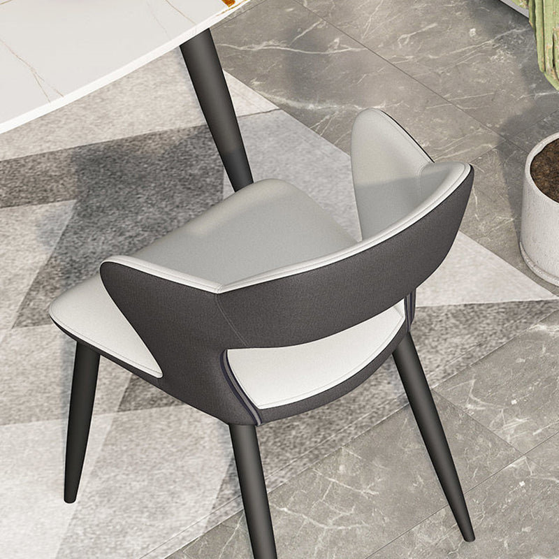 Metal Contemporary Dining Chair with Arms Matte Finish Open Back Dining Side Chair