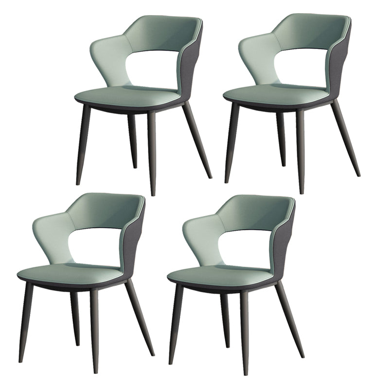 Metal Contemporary Dining Chair with Arms Matte Finish Open Back Dining Side Chair