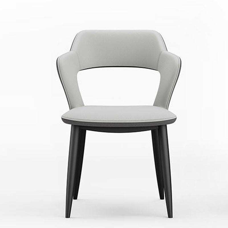 Metal Contemporary Dining Chair with Arms Matte Finish Open Back Dining Side Chair