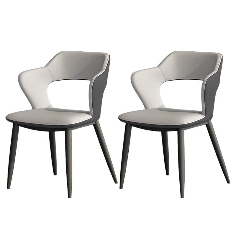 Metal Contemporary Dining Chair with Arms Matte Finish Open Back Dining Side Chair