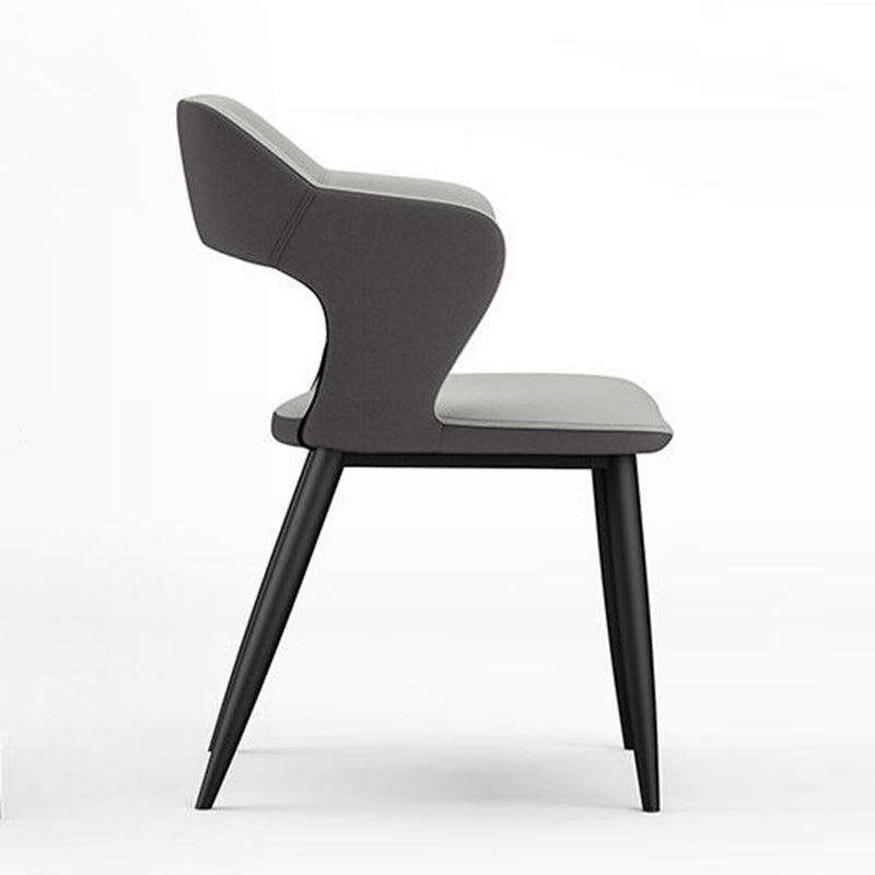 Metal Contemporary Dining Chair with Arms Matte Finish Open Back Dining Side Chair