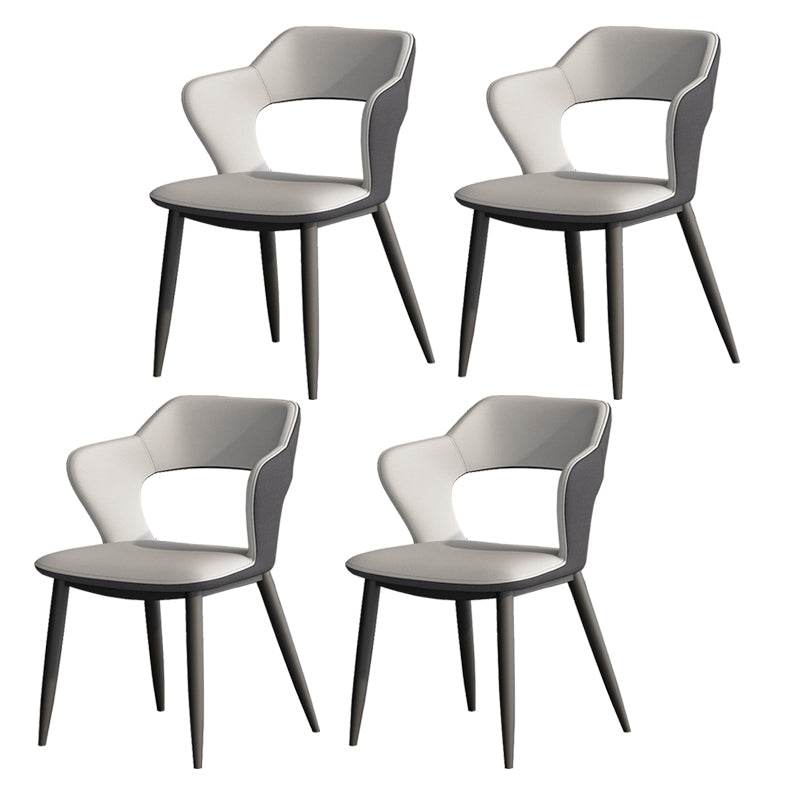 Metal Contemporary Dining Chair with Arms Matte Finish Open Back Dining Side Chair