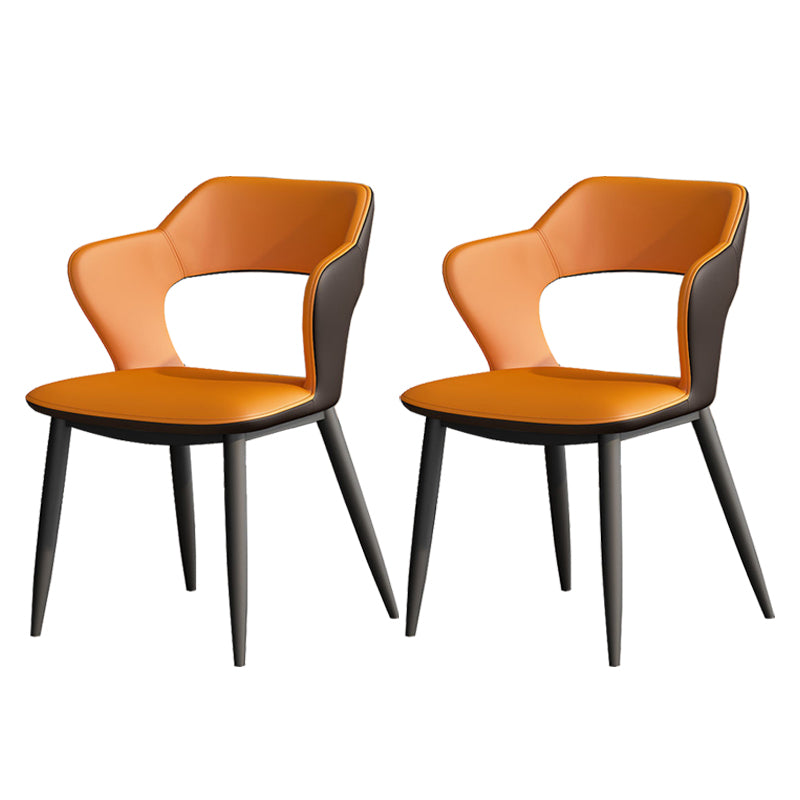 Metal Contemporary Dining Chair with Arms Matte Finish Open Back Dining Side Chair