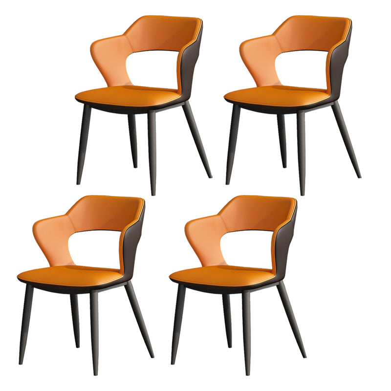 Metal Contemporary Dining Chair with Arms Matte Finish Open Back Dining Side Chair