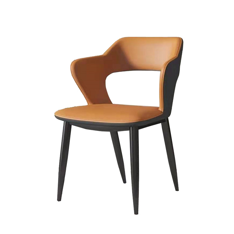 Metal Contemporary Dining Chair with Arms Matte Finish Open Back Dining Side Chair