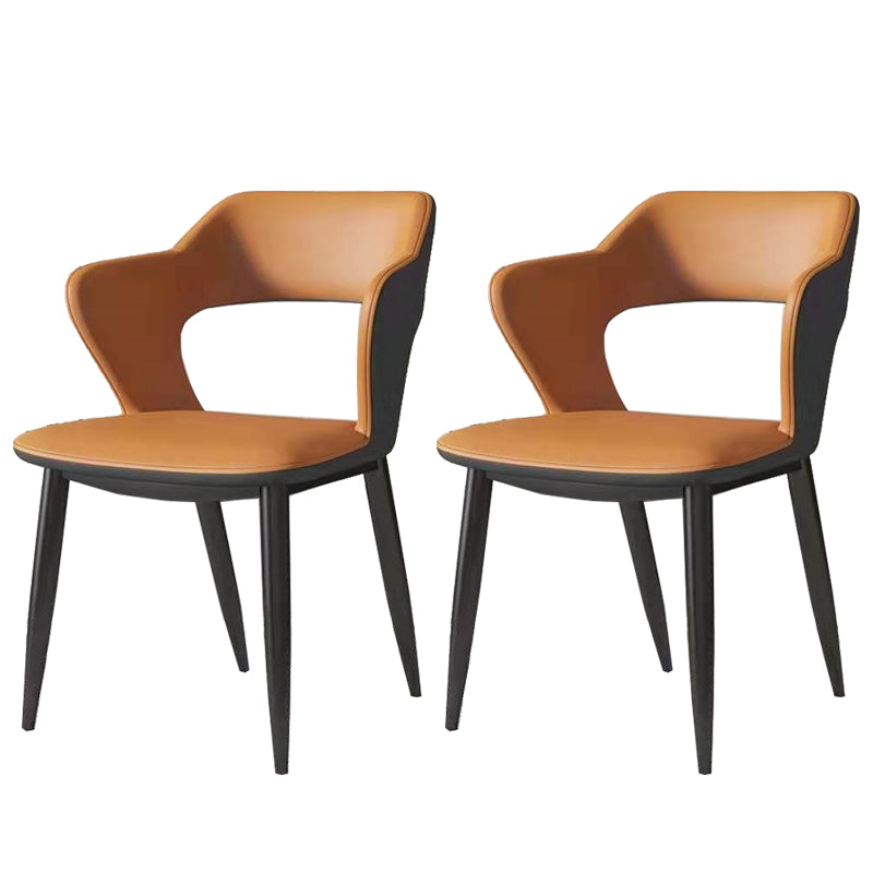 Metal Contemporary Dining Chair with Arms Matte Finish Open Back Dining Side Chair