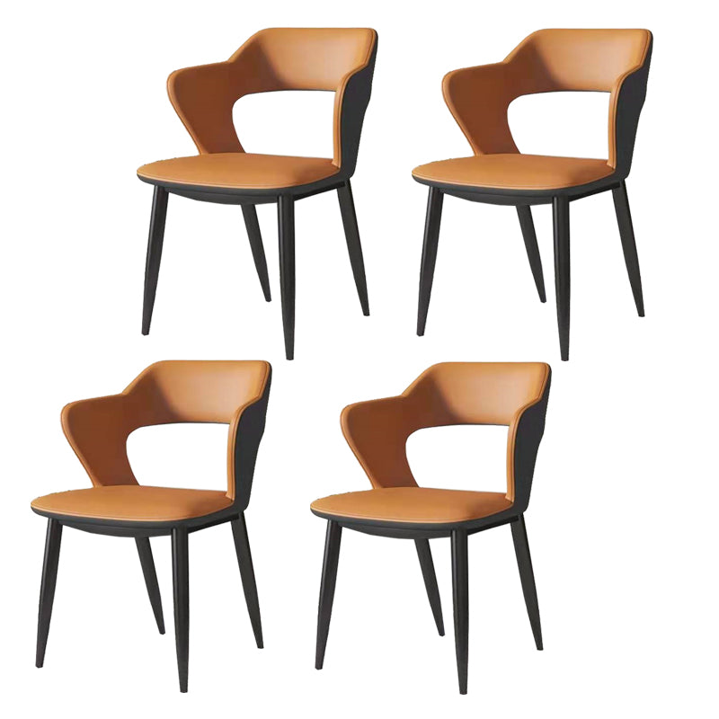 Metal Contemporary Dining Chair with Arms Matte Finish Open Back Dining Side Chair