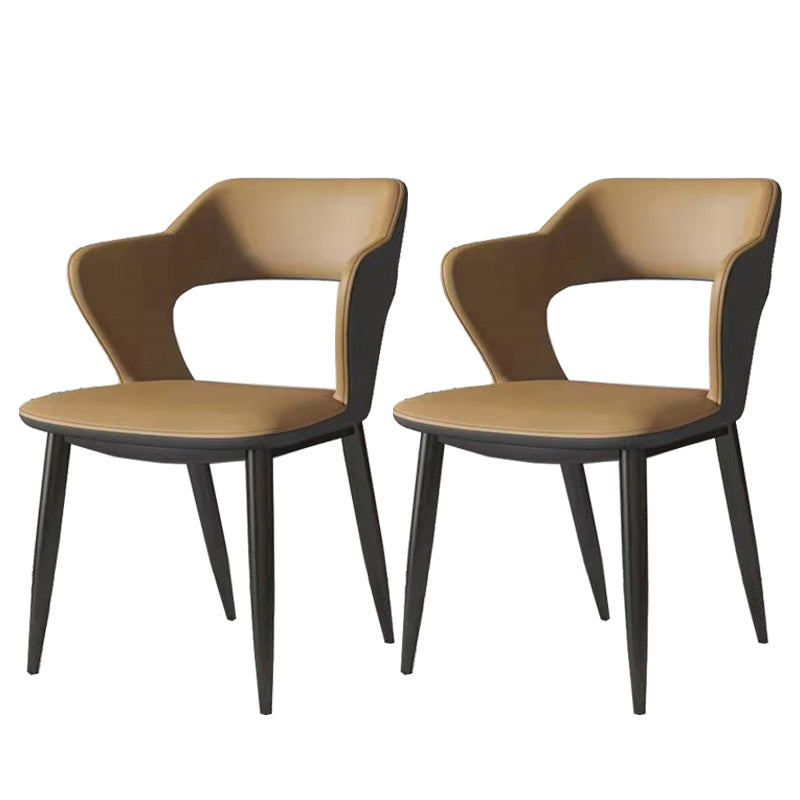 Metal Contemporary Dining Chair with Arms Matte Finish Open Back Dining Side Chair