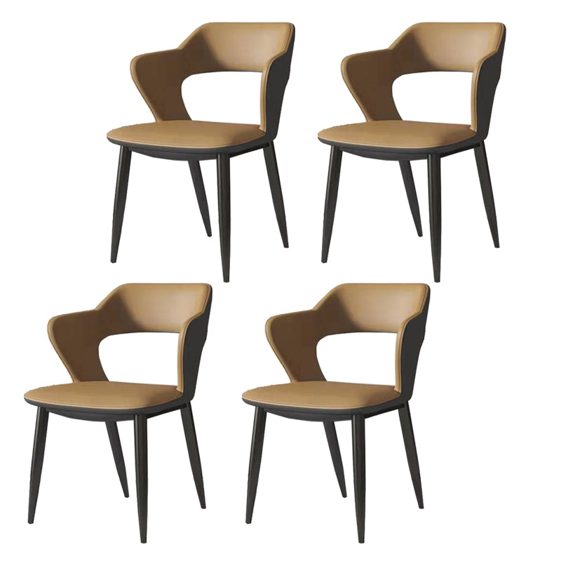 Metal Contemporary Dining Chair with Arms Matte Finish Open Back Dining Side Chair