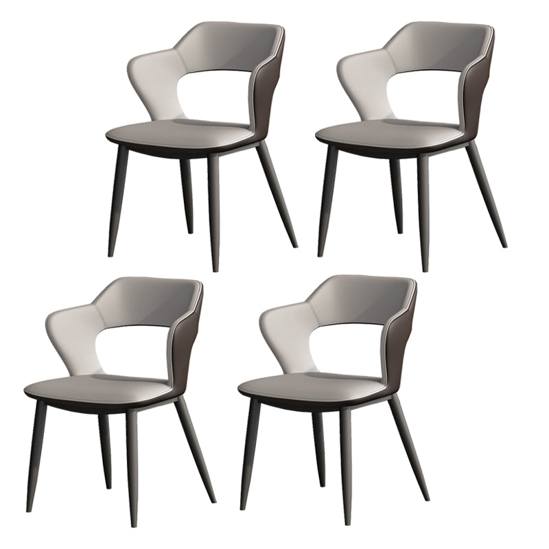Metal Contemporary Dining Chair with Arms Matte Finish Open Back Dining Side Chair