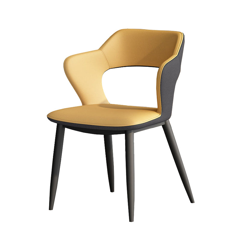Metal Contemporary Dining Chair with Arms Matte Finish Open Back Dining Side Chair