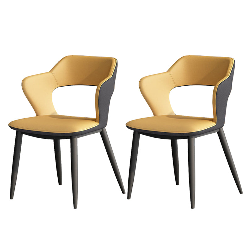 Metal Contemporary Dining Chair with Arms Matte Finish Open Back Dining Side Chair