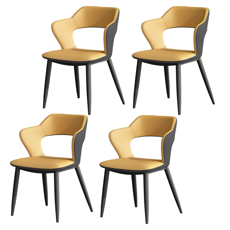 Metal Contemporary Dining Chair with Arms Matte Finish Open Back Dining Side Chair