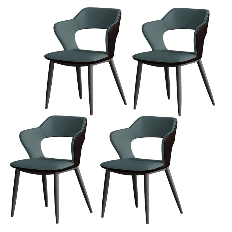 Metal Contemporary Dining Chair with Arms Matte Finish Open Back Dining Side Chair