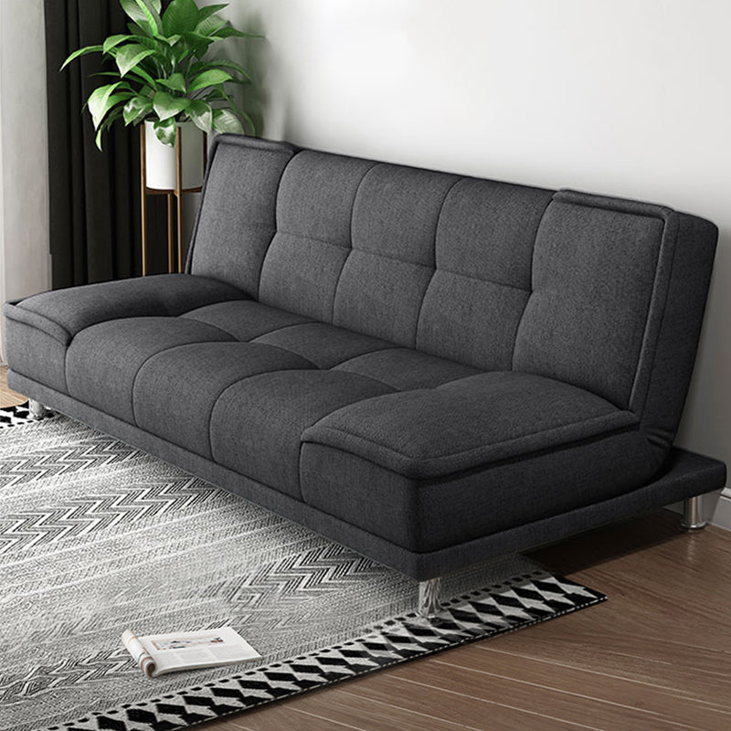 Armless Cotton Blend and Leather Convertible Contemporary Sofa Bed