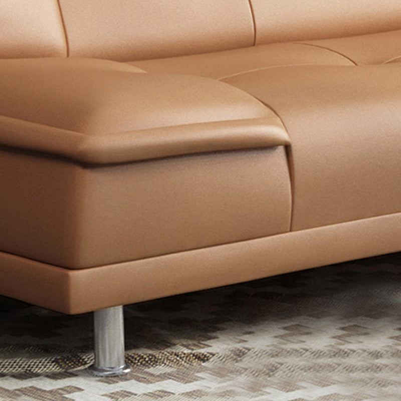 Armless Cotton Blend and Leather Convertible Contemporary Sofa Bed