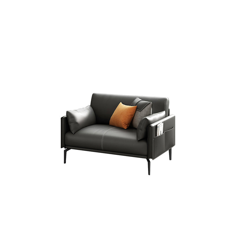 Contemporary Genuine Leather Square Arm Sofa Standard Sofa for Living Room