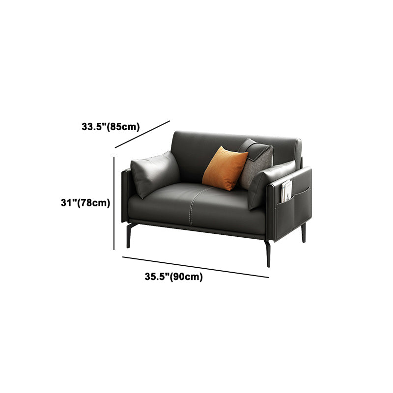 Contemporary Genuine Leather Square Arm Sofa Standard Sofa for Living Room