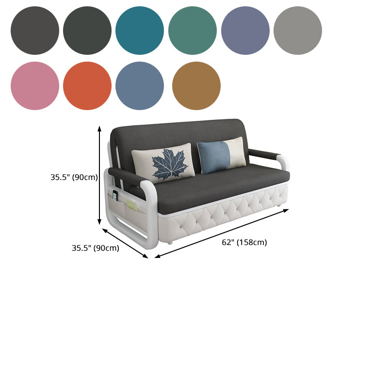 Contemporary Linen Square Arm Sofa Bed Foldable Standard Sofa for Living Room