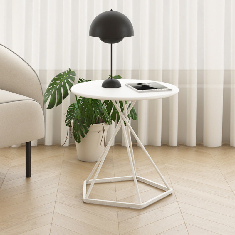 Metal Frame End Table Solid Color Round Side End Table for Living Room