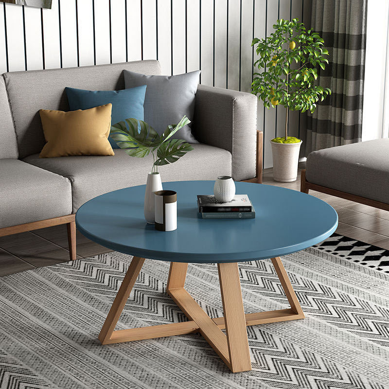 Nordic Style Cocktail Table Multi-color Selection Solid Wood Material Round Coffee Table
