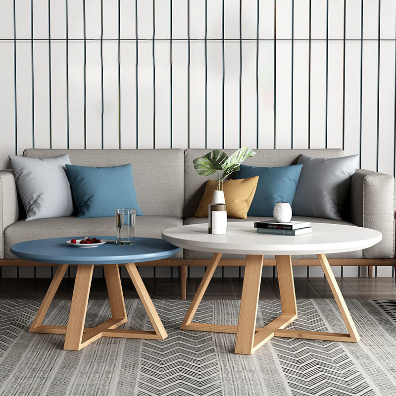 Nordic Style Cocktail Table Multi-color Selection Solid Wood Material Round Coffee Table