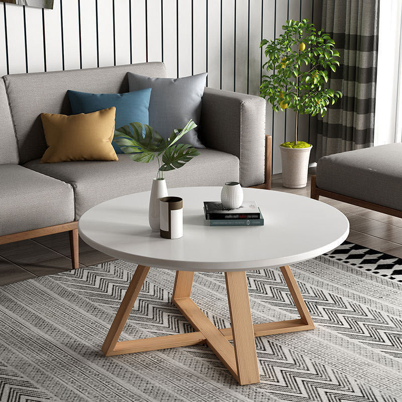Nordic Style Cocktail Table Multi-color Selection Solid Wood Material Round Coffee Table