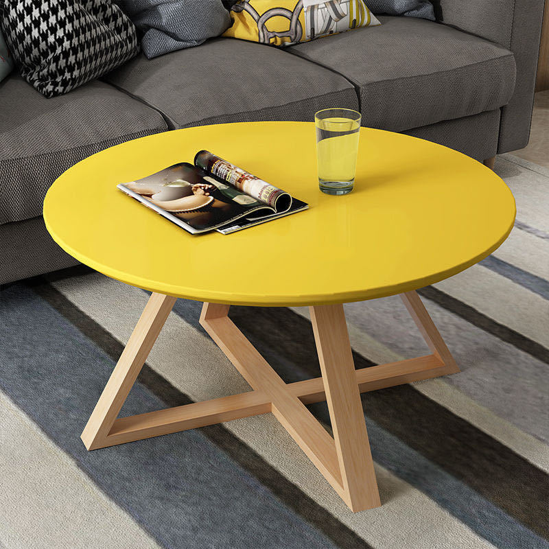 Nordic Style Cocktail Table Multi-color Selection Solid Wood Material Round Coffee Table
