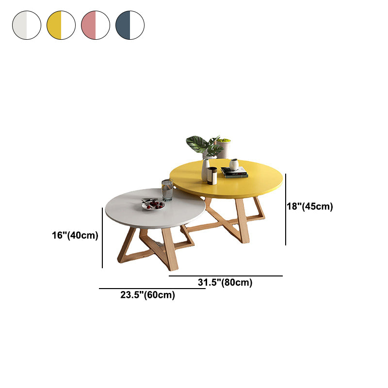 Nordic Style Cocktail Table Multi-color Selection Solid Wood Material Round Coffee Table