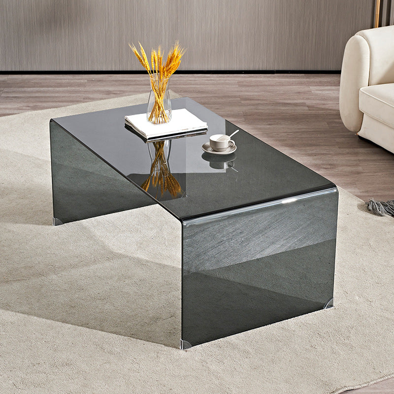 Sled Single Coffee Table Glass Modern Black/White Open Shelf Cocktail Table