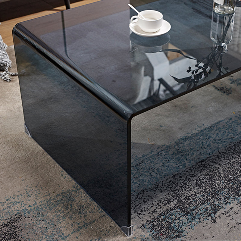 Sled Single Coffee Table Glass Modern Black/White Open Shelf Cocktail Table