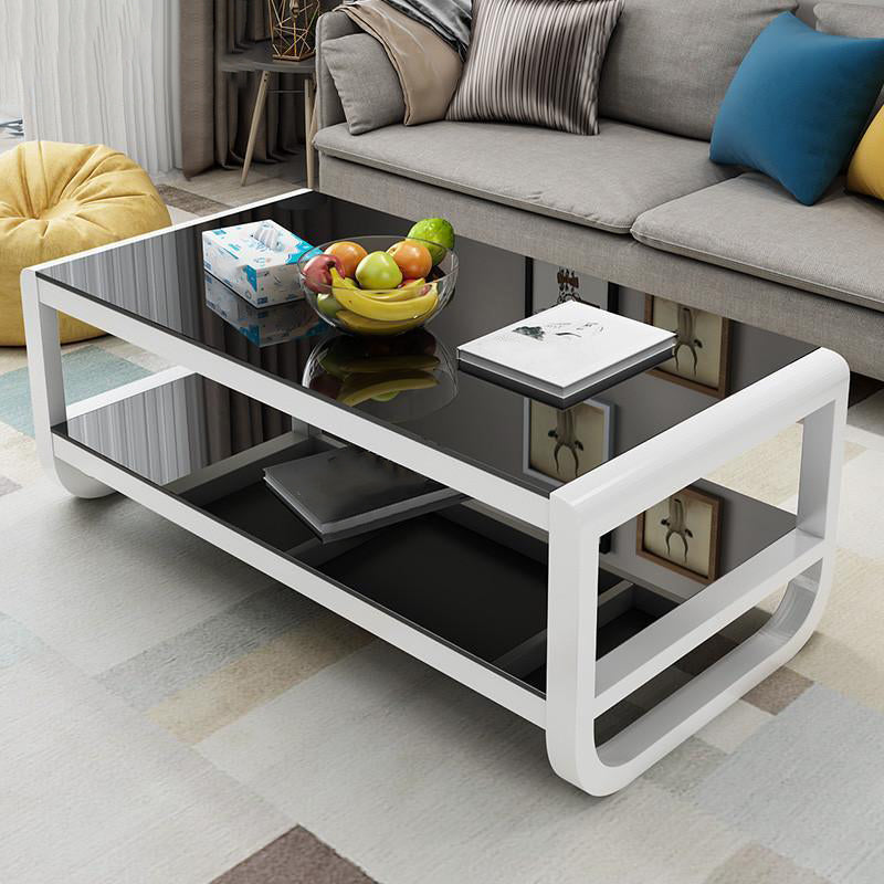 Sled Coffee Table with Shelf Rectangular 1 Single Coffee Table