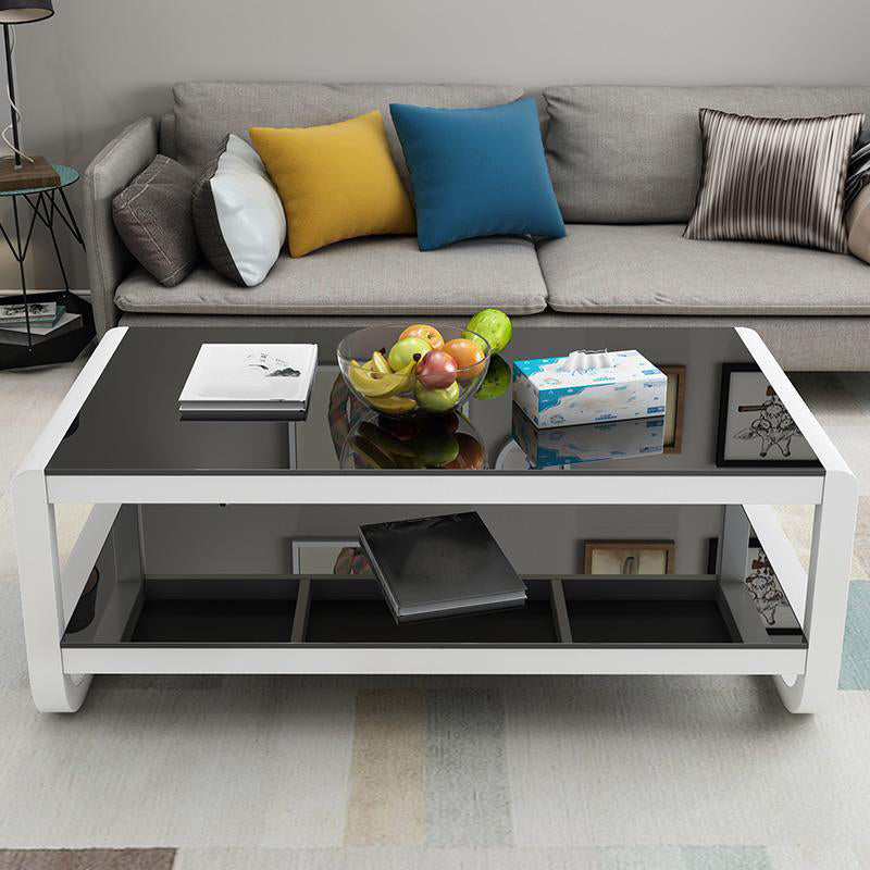 Sled Coffee Table with Shelf Rectangular 1 Single Coffee Table