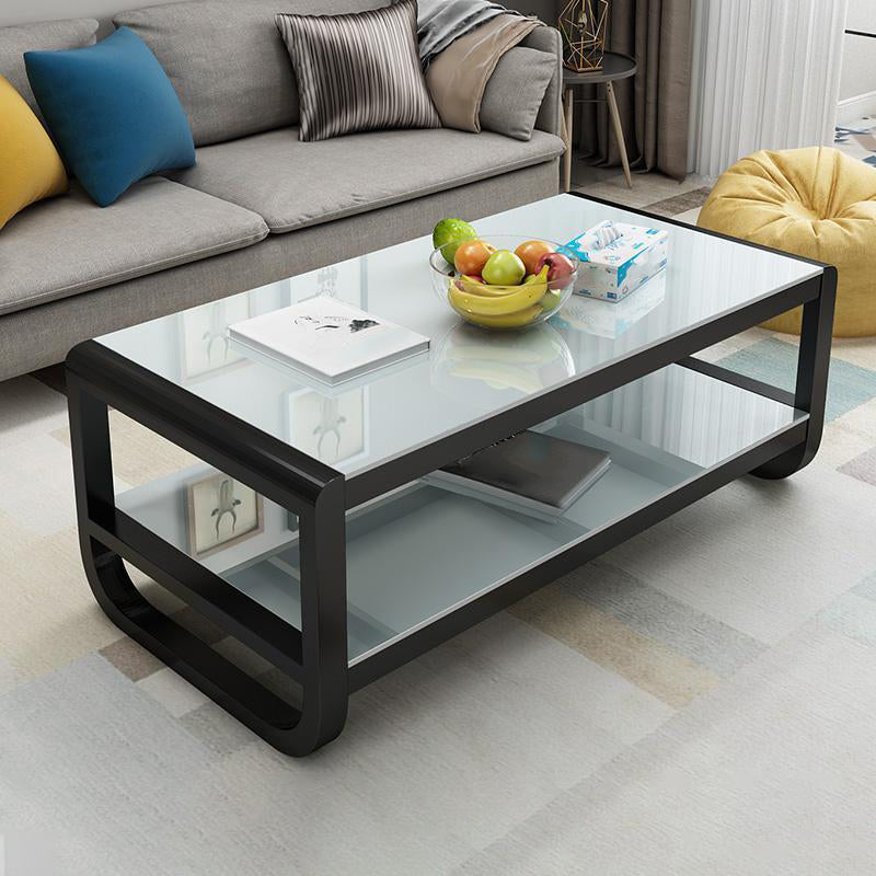 Sled Coffee Table with Shelf Rectangular 1 Single Coffee Table