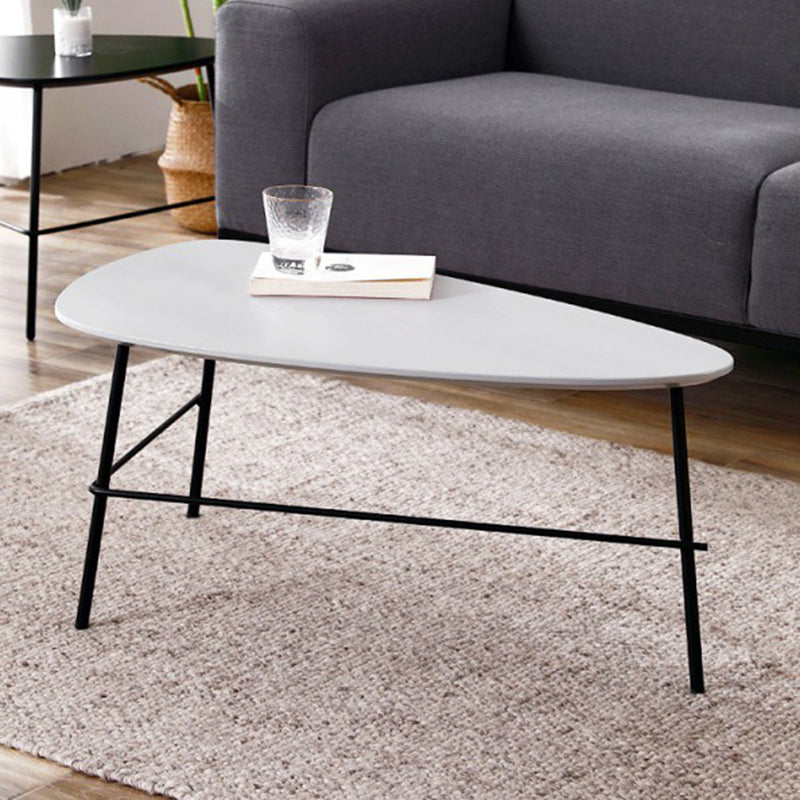 Modern Metal 3 Legs / Trestle Base Triangle / Oval Wood Top Coffee Table