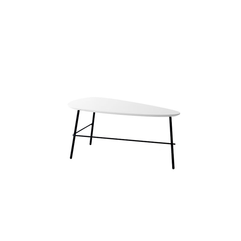 Modern Metal 3 Legs / Trestle Base Triangle / Oval Wood Top Coffee Table