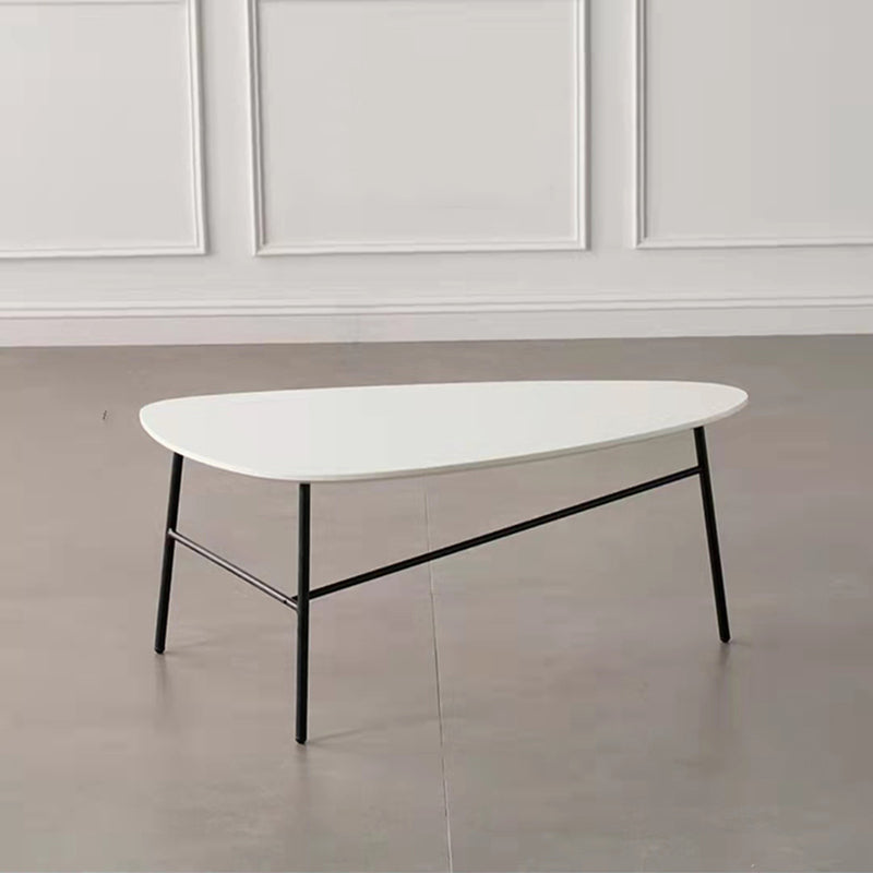 Modern Metal 3 Legs / Trestle Base Triangle / Oval Wood Top Coffee Table