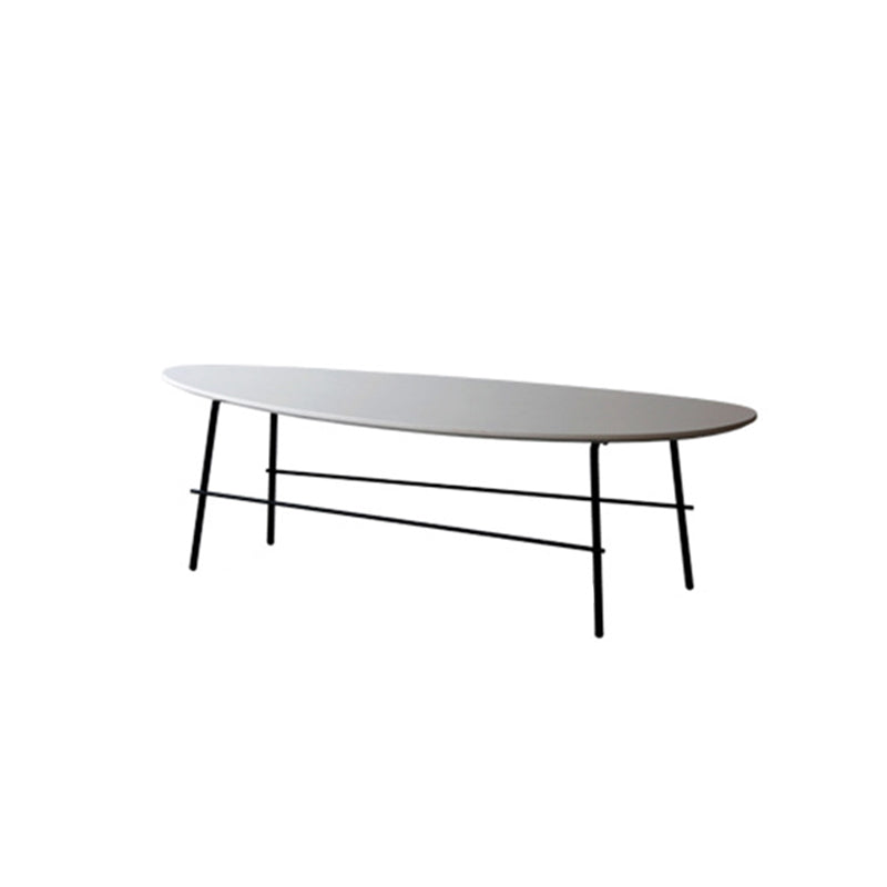 Modern Metal 3 Legs / Trestle Base Triangle / Oval Wood Top Coffee Table