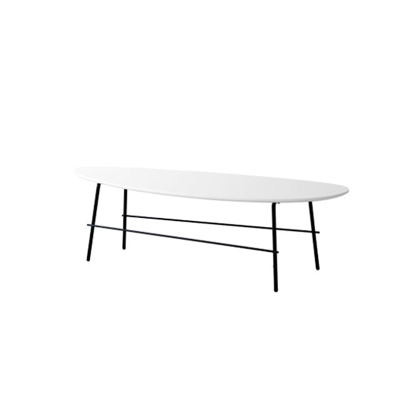 Modern Metal 3 Legs / Trestle Base Triangle / Oval Wood Top Coffee Table