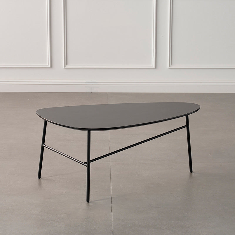 Modern Metal 3 Legs / Trestle Base Triangle / Oval Wood Top Coffee Table
