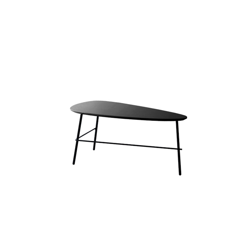 Modern Metal 3 Legs / Trestle Base Triangle / Oval Wood Top Coffee Table