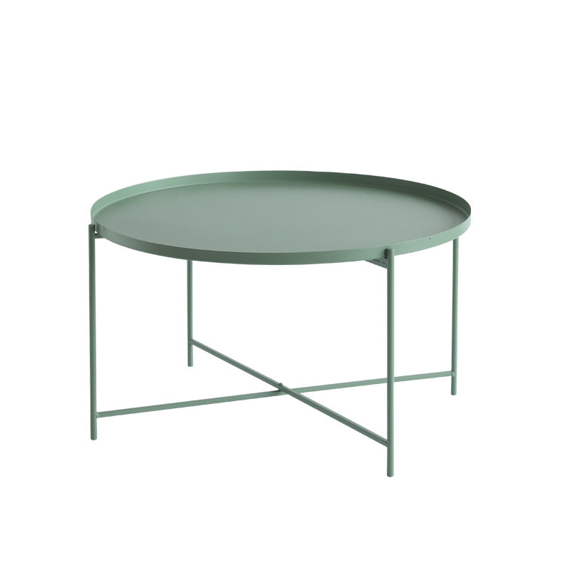 Modern Cross Legs Ironcraft Round Top Coffee Table/Nesting Tables