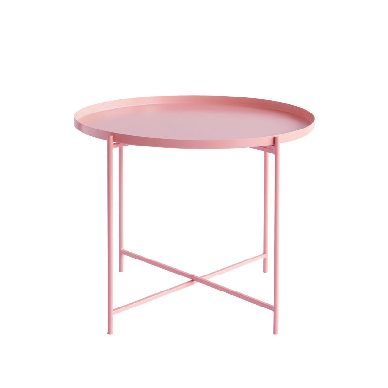 Modern Cross Legs Ironcraft Round Top Coffee Table/Nesting Tables
