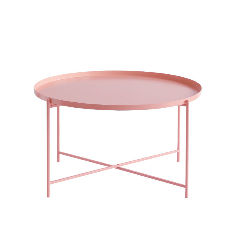 Modern Cross Legs Ironcraft Round Top Coffee Table/Nesting Tables