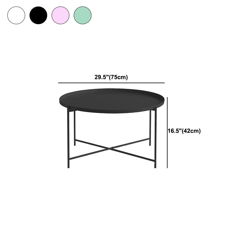 Modern Cross Legs Ironcraft Round Top Coffee Table/Nesting Tables