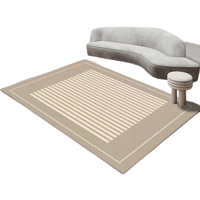 Light Brown Modewrn Rug Polyester Striped Indoor Rug Washable Rug for Home Decor
