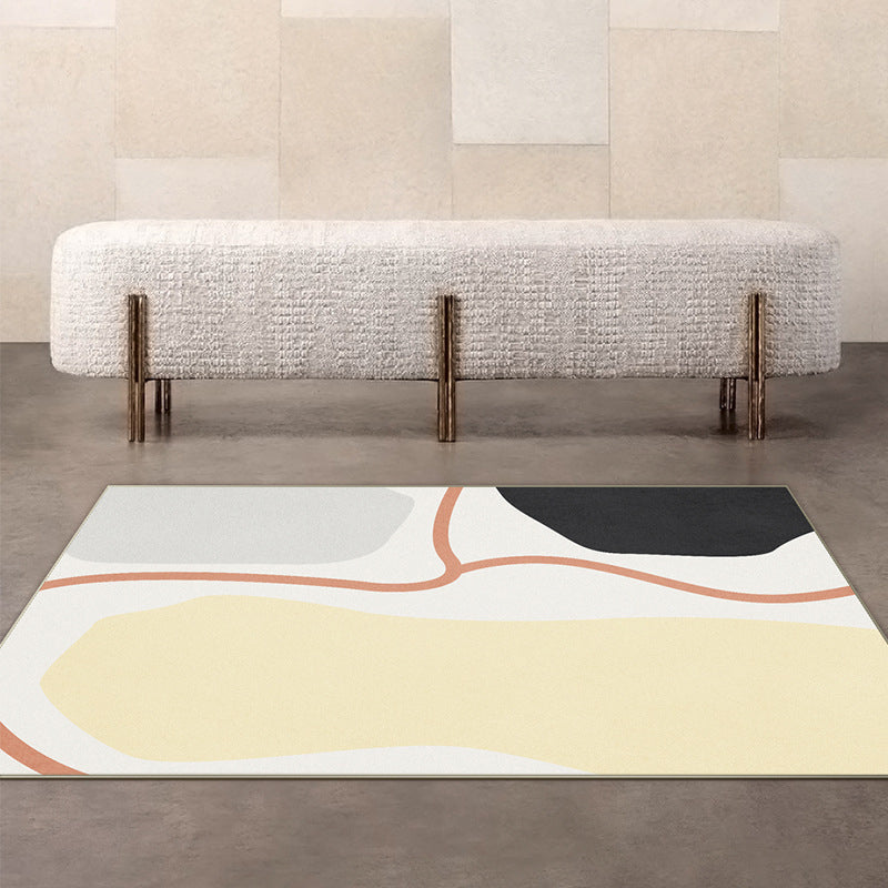 Tapis moderne blanc en Polyester, pièce de couleur, tapis d'intérieur résistant aux taches, pour la décoration de la maison