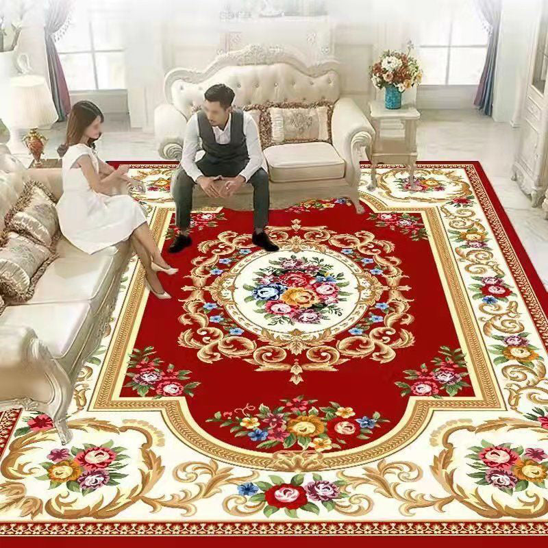 Red Luxury Carpet Polyester Graphic Carpet Stain Resistant Carpet for Home Decor